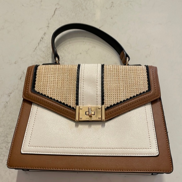 Aldo cream and brown purse with single handle - Picture 1 of 14